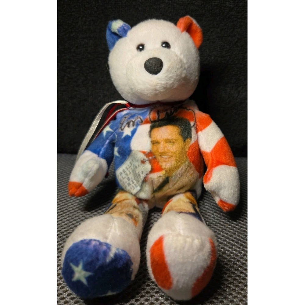 2003 Limited Treasures Elvis Presley Patriotic Teddy Bear Plush 8" Vintage